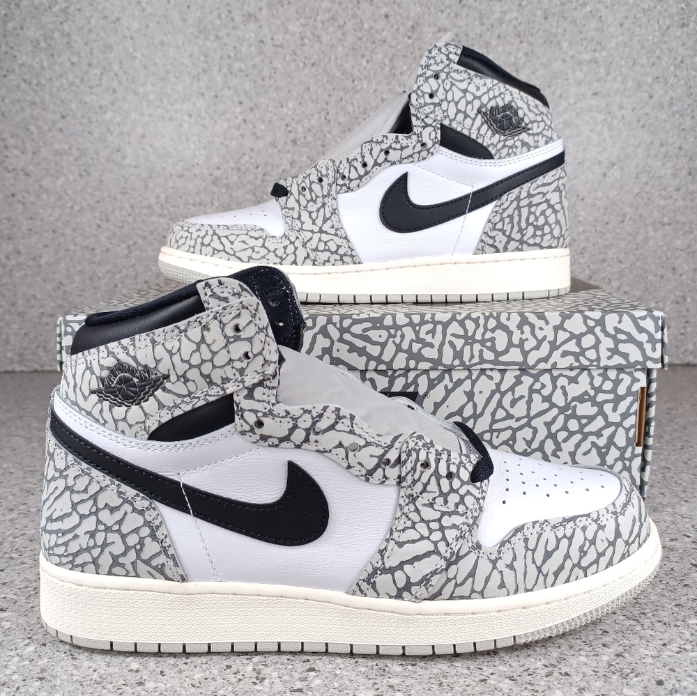 Nike Air Jordan 1 Retro High OG White Cement Sneakers 6.5Y 7Y Shoes